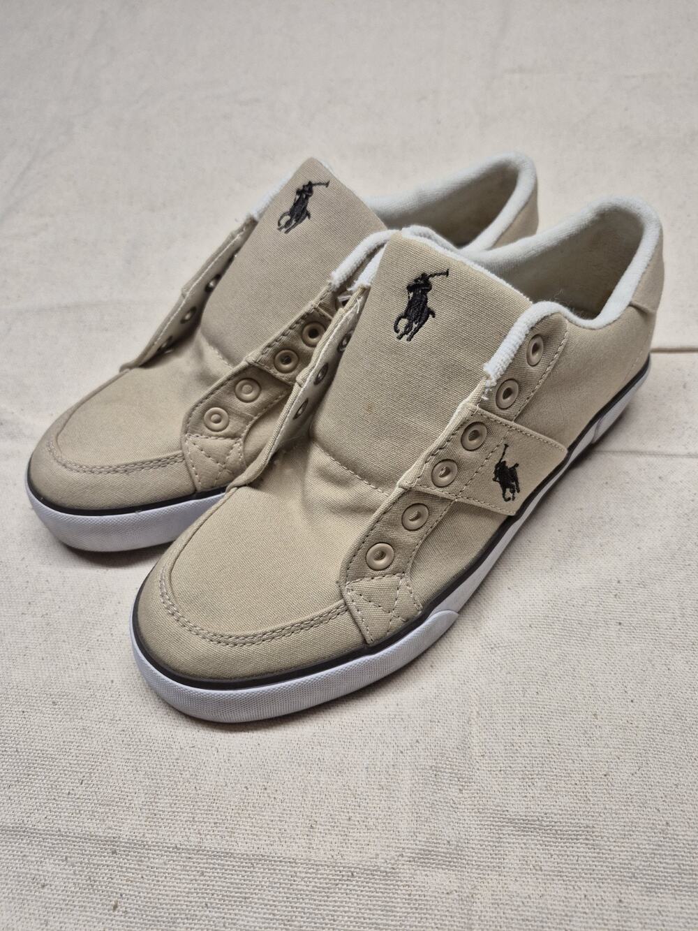 Polo Ralph Lauren Canvas Shoes Mens 8.5D Casual Low Top Sneakers Preppy No Laces